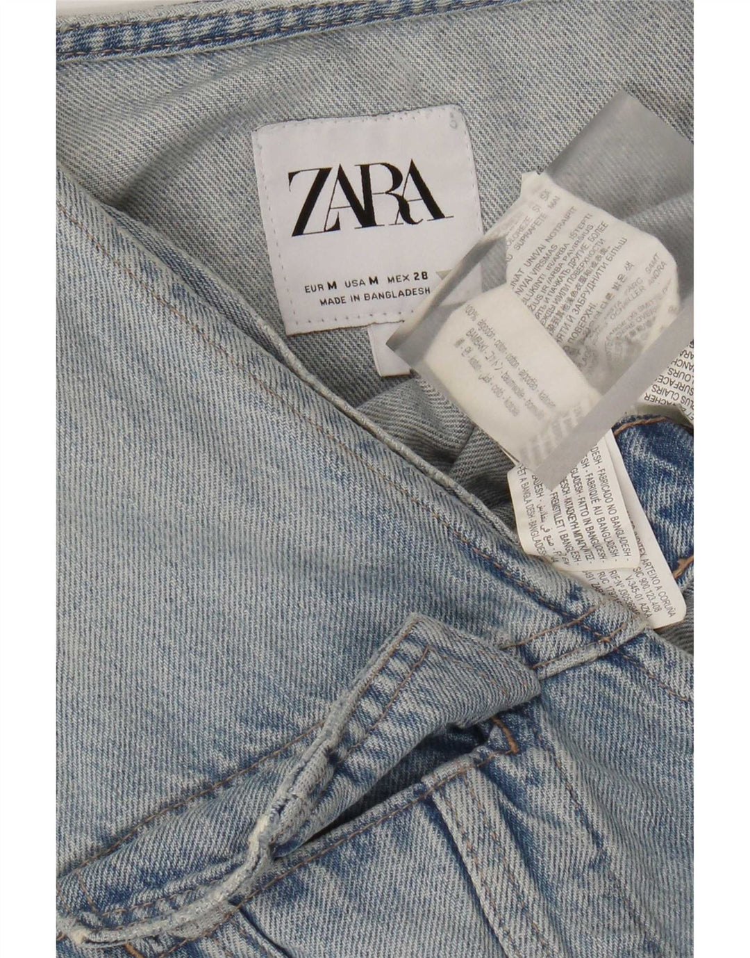 Zara Womens Denim Combishort UK 12 Bleu Moyen Coton