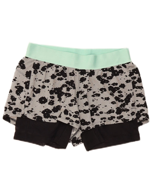 Adidas Short de sport Climalite pour femme UK 8/10 Petit gris imprimé animal