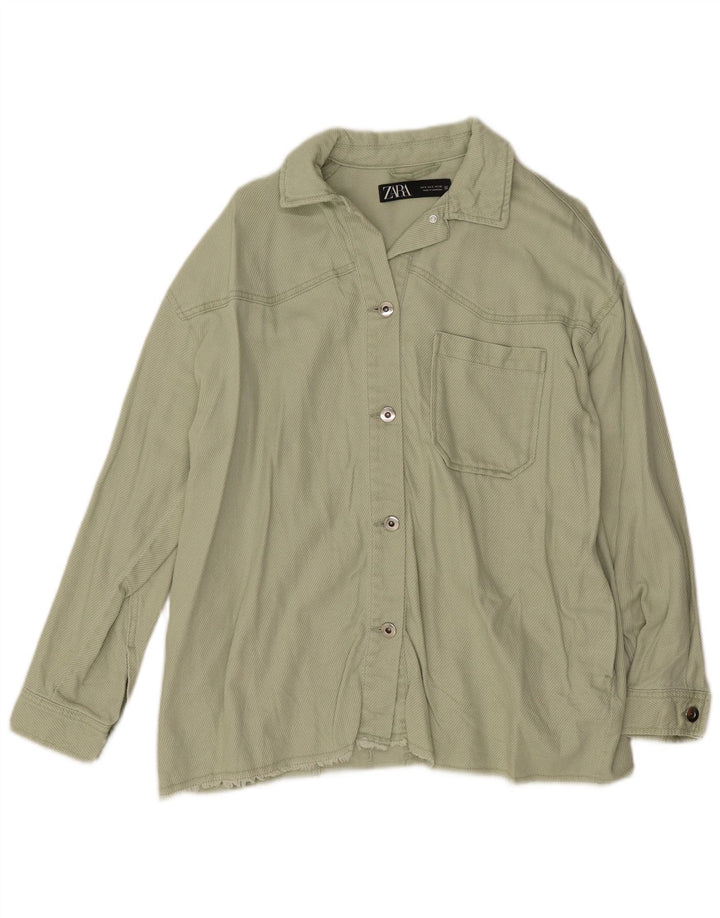 Zara Veste bomber surdimensionnée pour femme UK 10 Petit coton vert