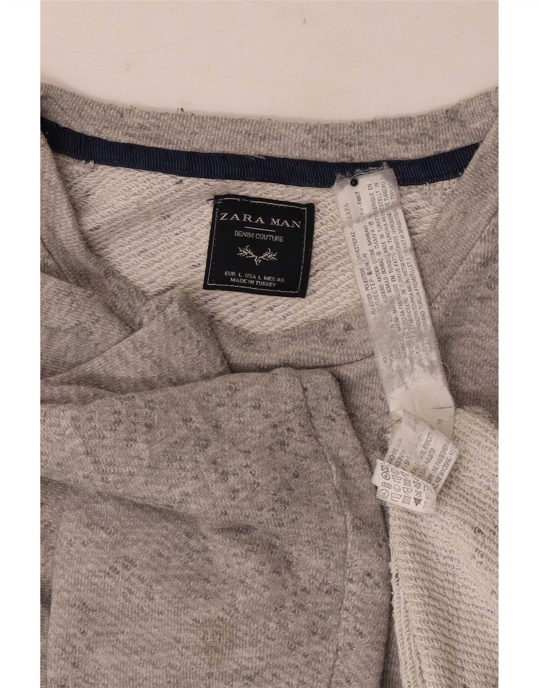 Zara Homme Sweatshirt Jumper Large Gris Moucheté Polyester