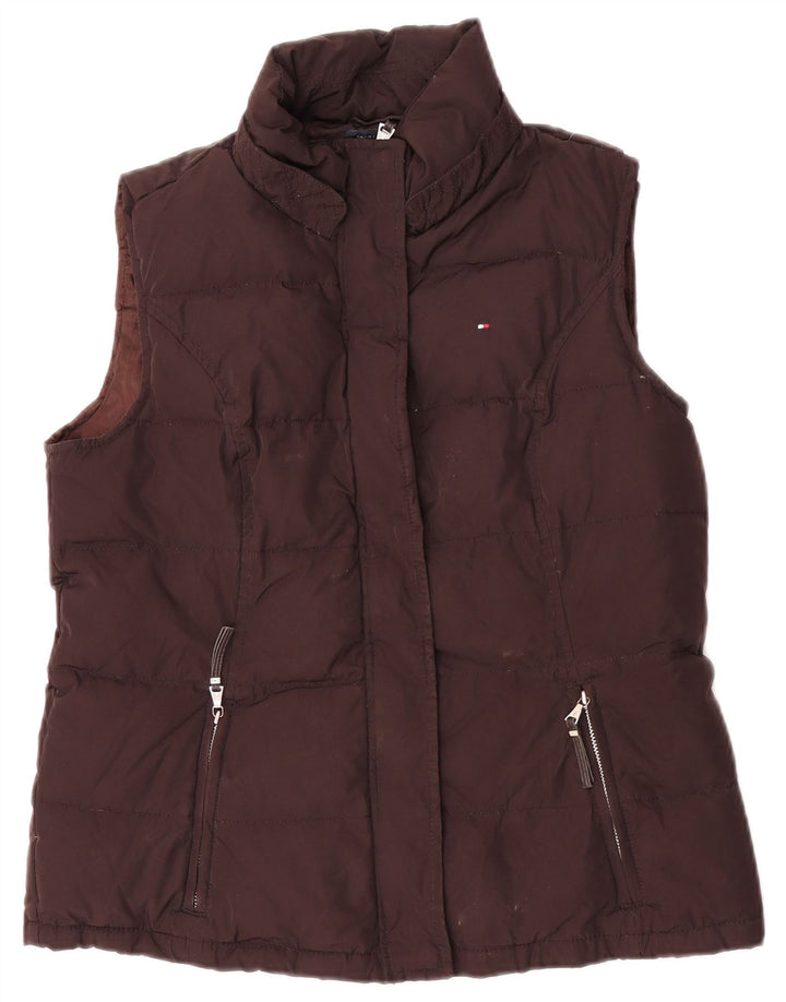 Tommy Hilfiger Gilet rembourré pour femme UK 14 Large Marron Polyester