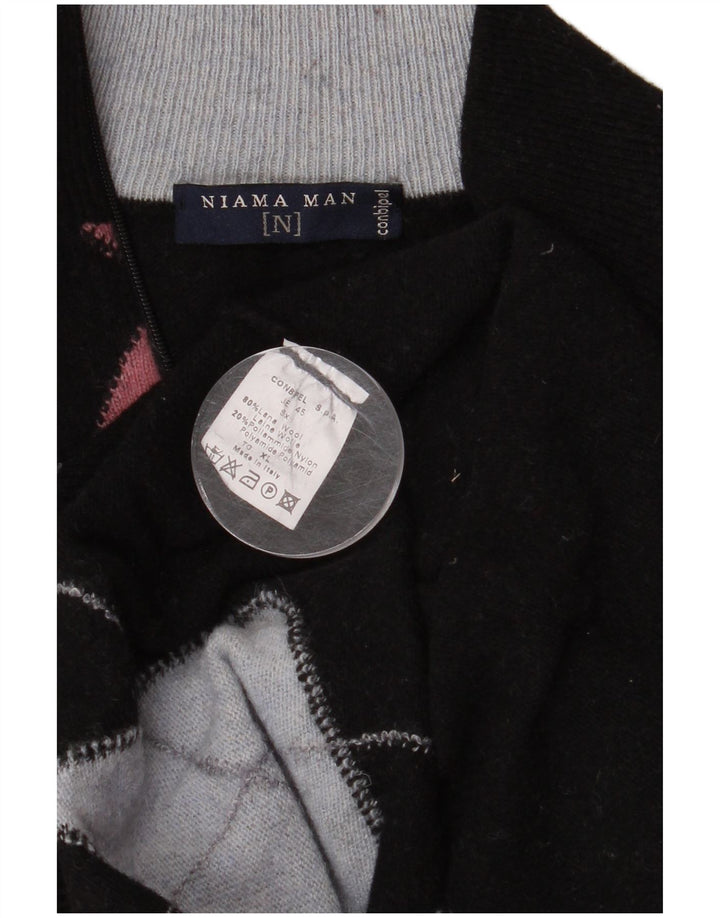Conbipel Homme Niama Pull Col Zippé XL Noir Argyle/Diamond Laine