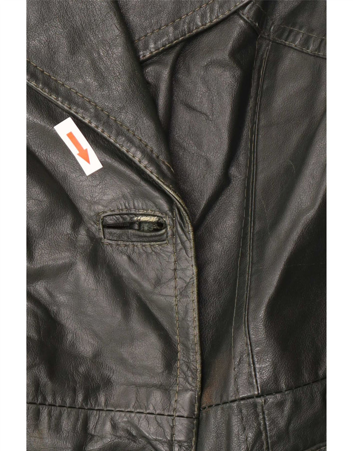 Fibok Manteau en cuir à double boutonnage pour femme UK 14 Vert moyen