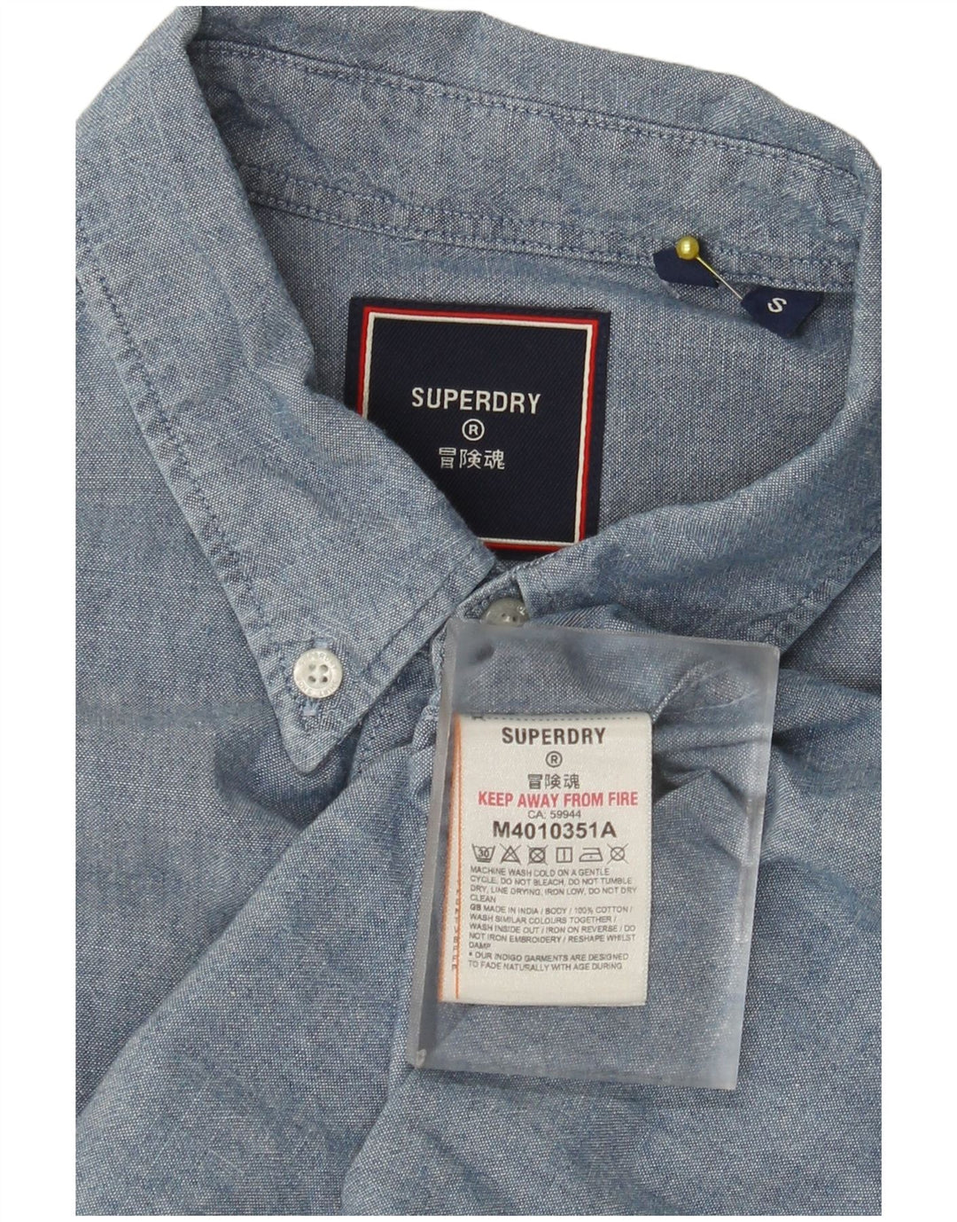 Superdry Chemise à Manches Courtes Homme Petit Bleu Coton