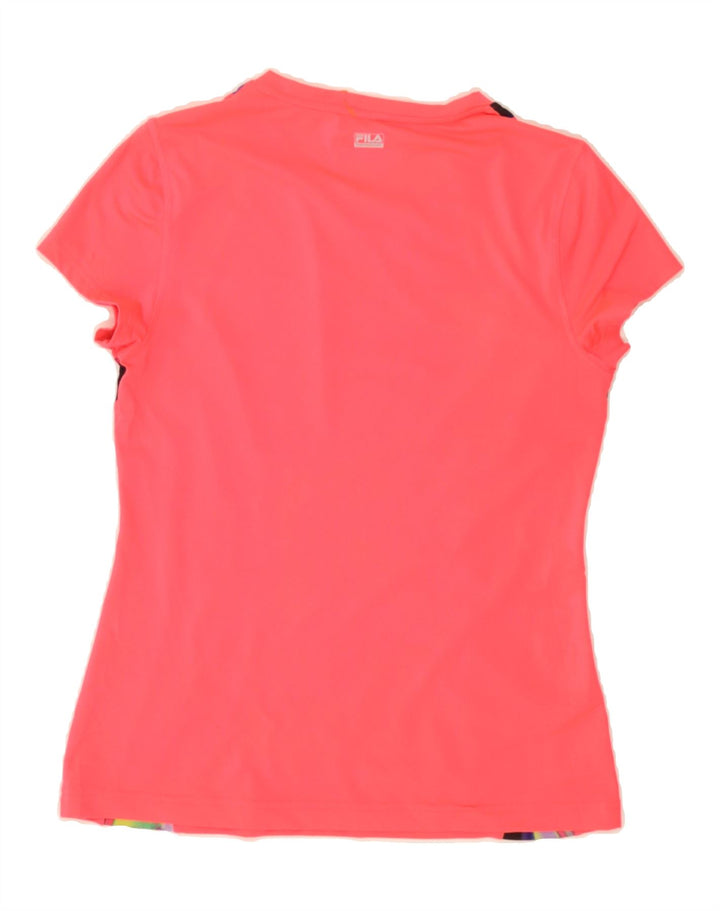 FILA Womens T-Shirt Top UK 12 Medium Pink Colourblock Polyester Vintage Fila and Second-Hand Fila from Messina Hembry 