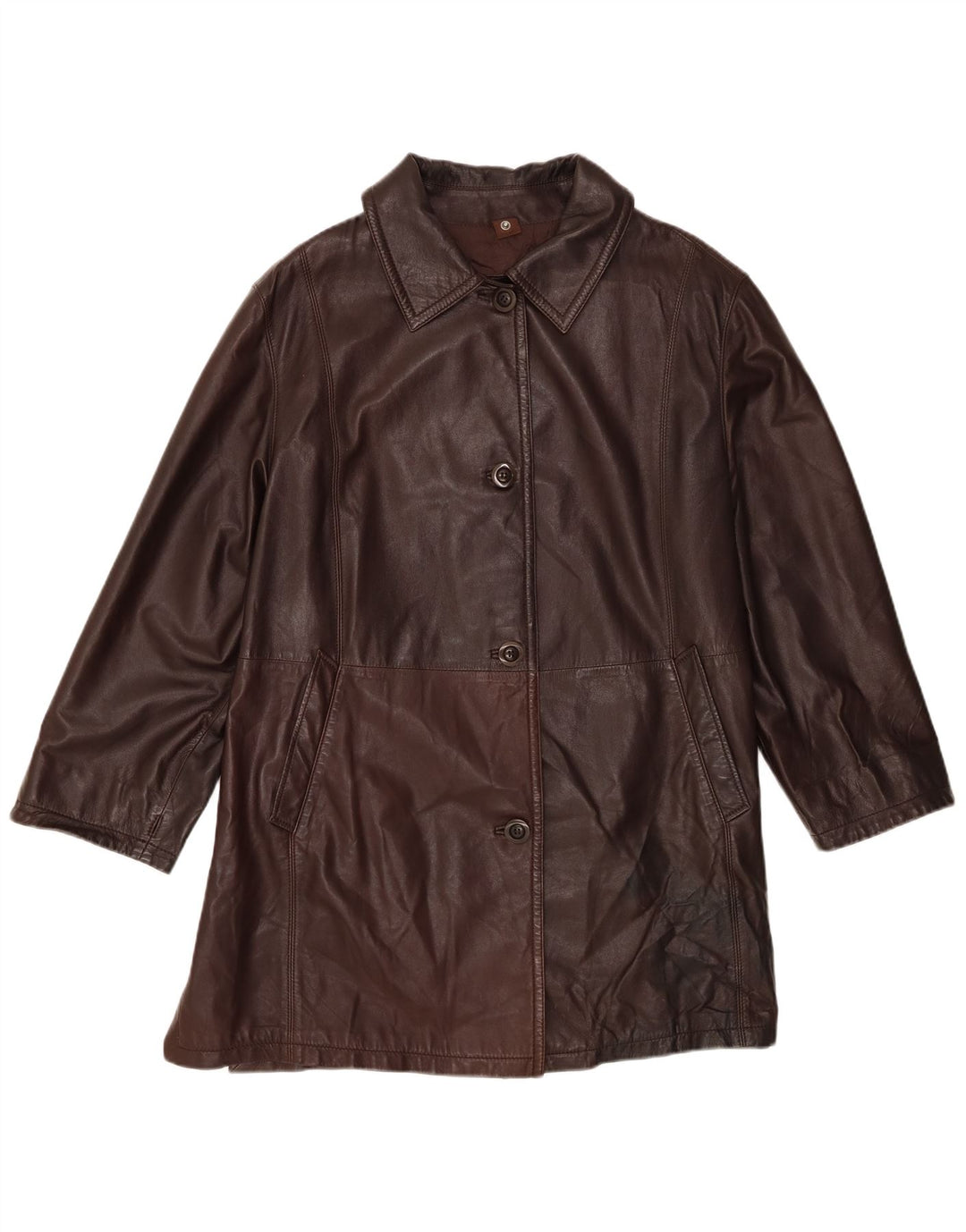 Mabrun Manteau en cuir pour femme UK 16 Grand cuir marron