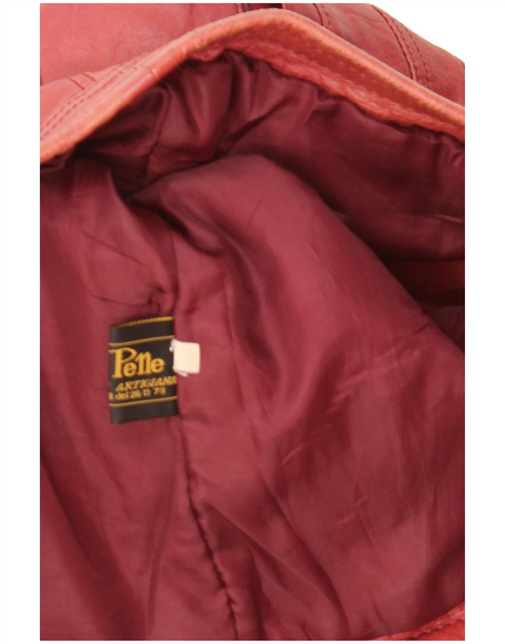 veste en cuir crop femme vintage UK 12 cuir rouge moyen