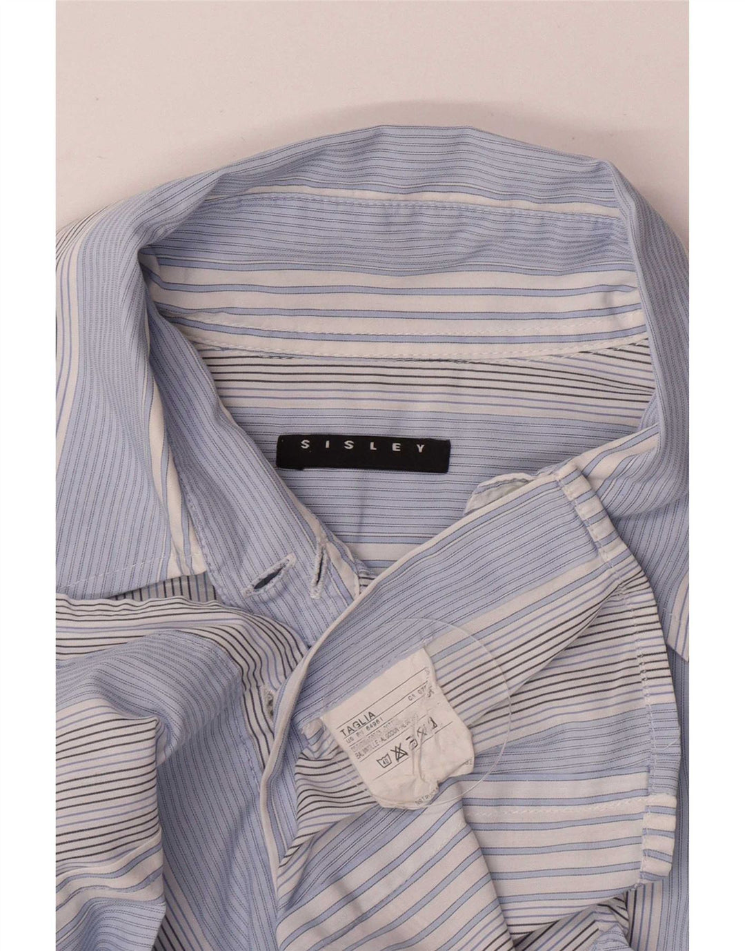 Sisley Chemise UK 10 Small Bleu Rayé Coton
