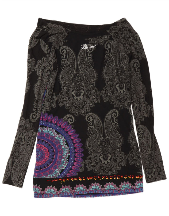 Desigual Femme Lash Graphic Top Manches Longues UK 12 Moyen Multicolore