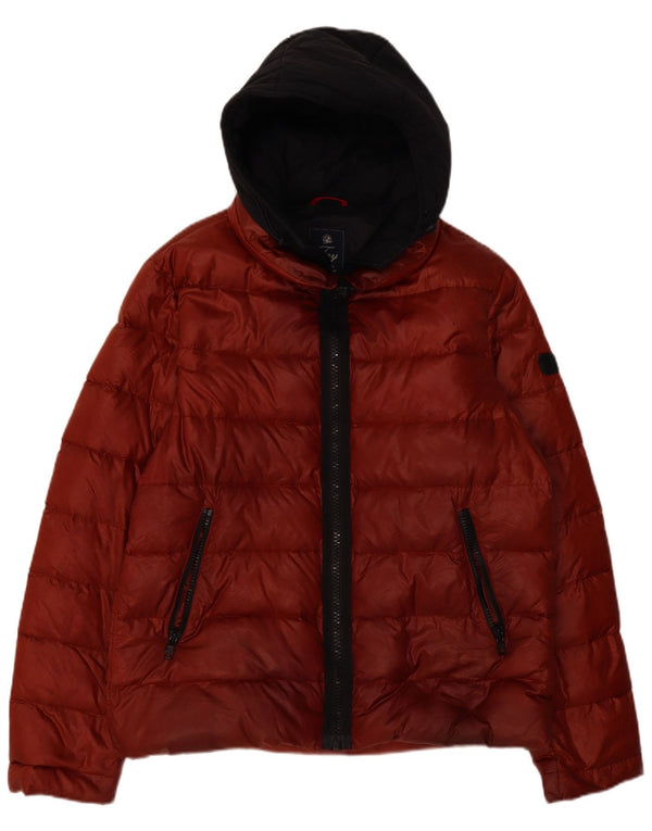 Fay Veste matelassée à capuche pour homme UK 44 2XL Rouge Colorblock Polyamide