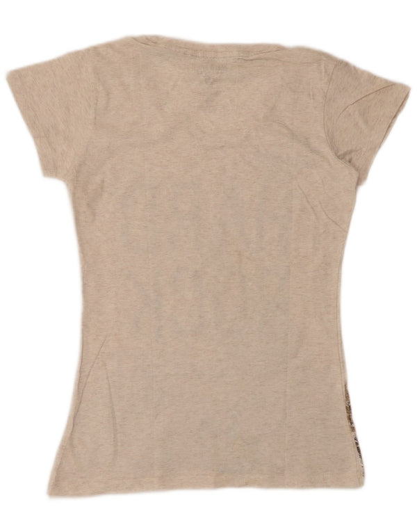 Hard Rock Cafe T-shirt graphique Madrid pour femme UK 12 Beige moyen moucheté