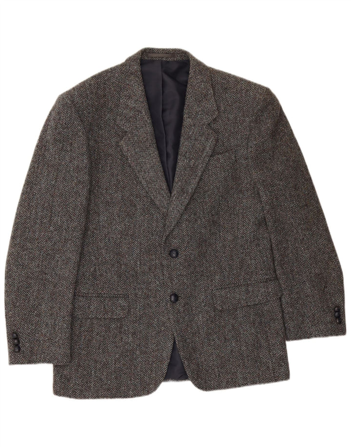 Bhs Hommes Harris Tweed Blazer Veste UK 38 Gris Moyen Moucheté Laine Nouvelle