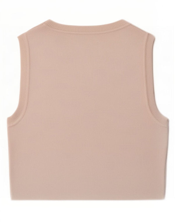 Zara Femmes Crop Débardeur UK 12 Moyen Blanc Viscose