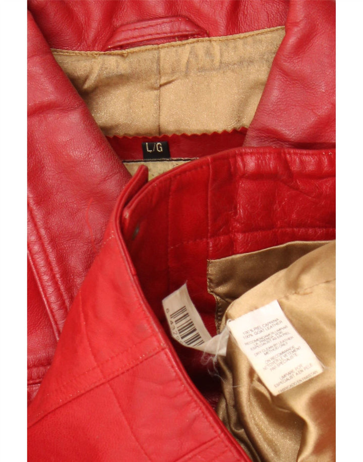 Stradivarius Veste en cuir femme UK 44 Grand cuir rouge