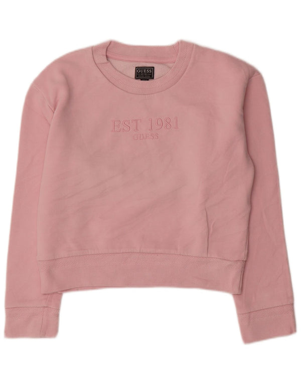 Guess Sweat-shirt court graphique pour fille 13-14 ans Rose Coton