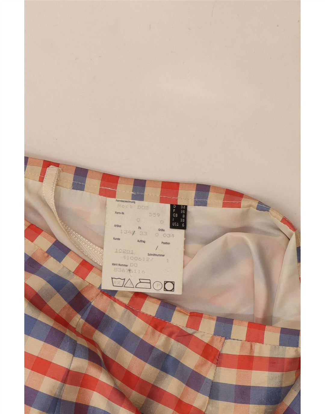 VINTAGE Jupe crayon femme UK 8 Small W26 Soie à carreaux multicolore