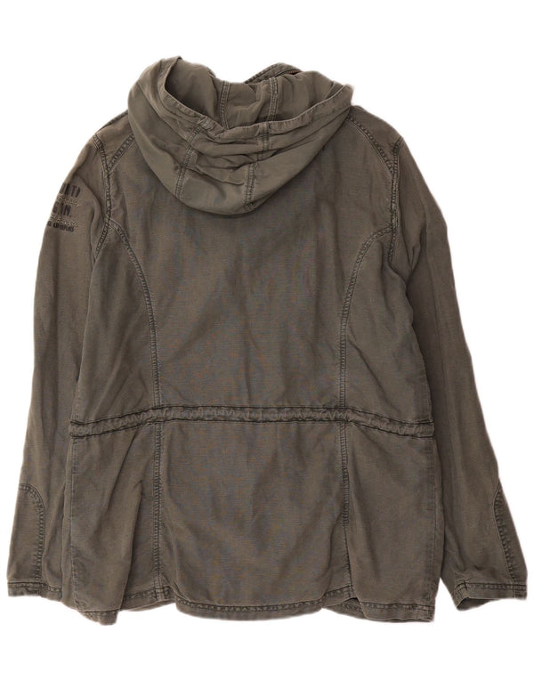 Soccx Veste militaire à capuche graphique pour homme UK 40 Large Kaki Lin