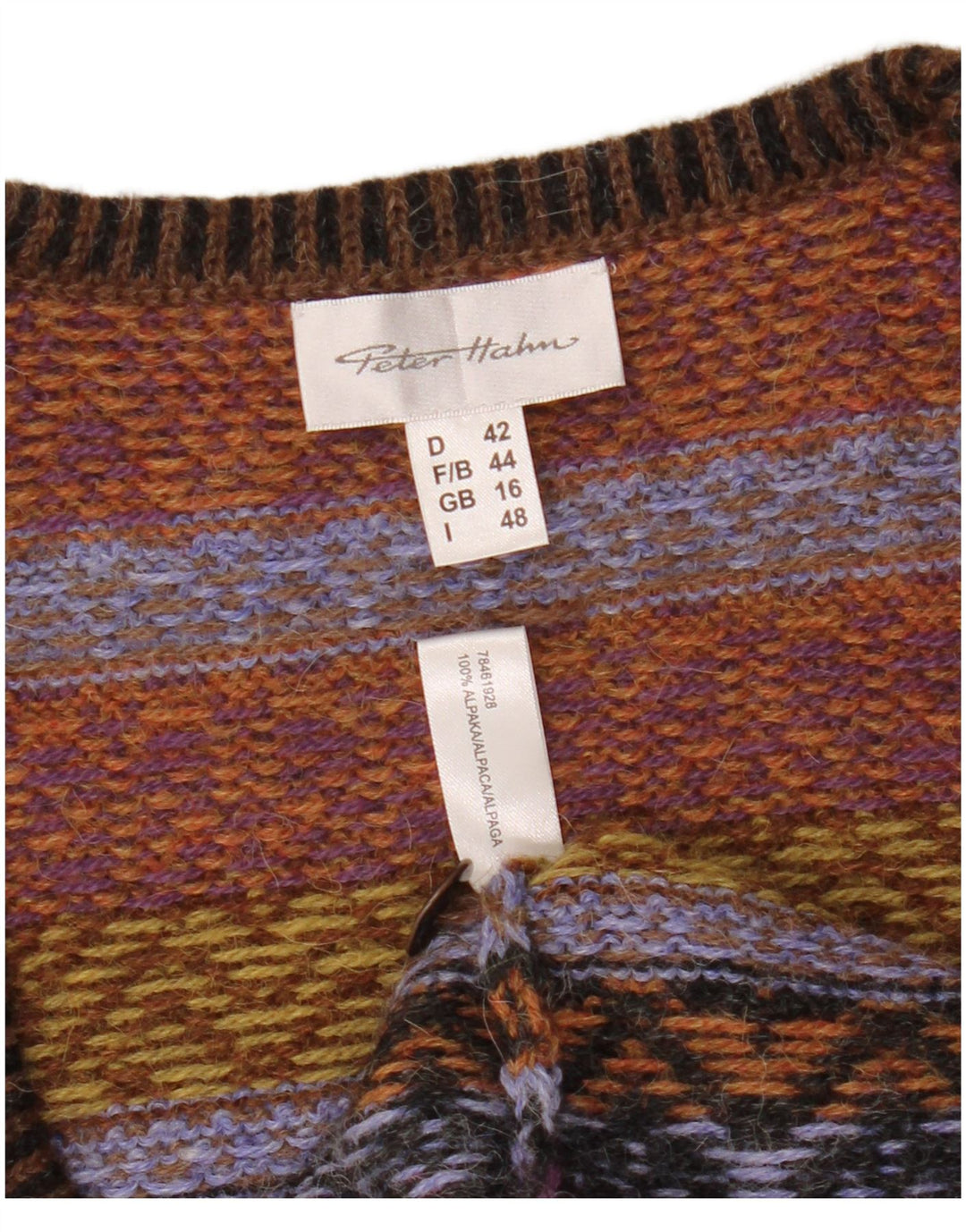 PETER HAHN Cardigan sans manches pour femme UK 16 Large Marron Fair Isle
