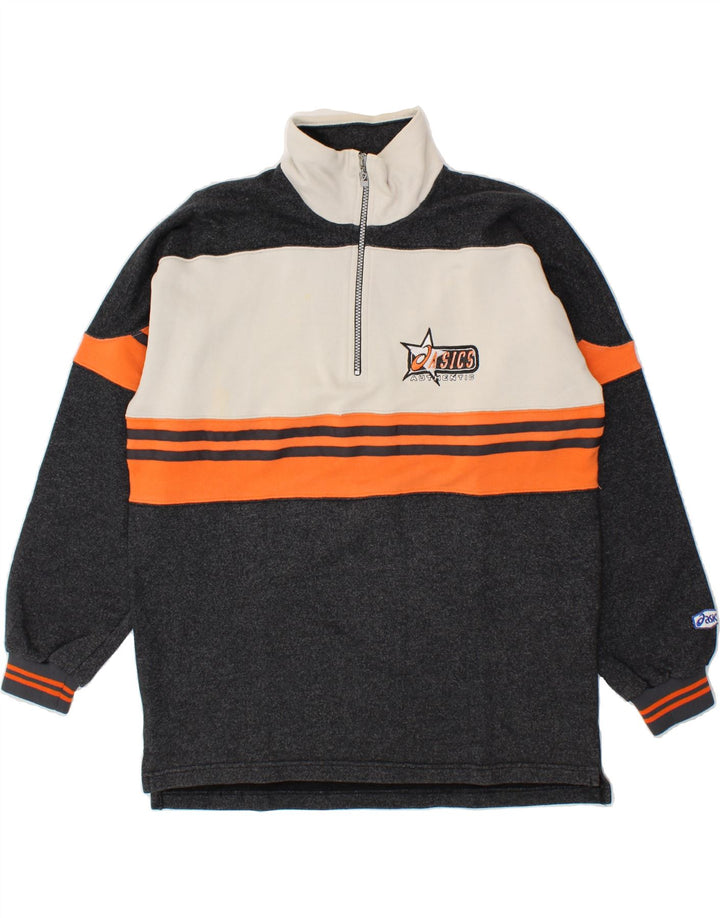 ASICS Sweat-shirt à col zippé pour homme Grand coton color block noir