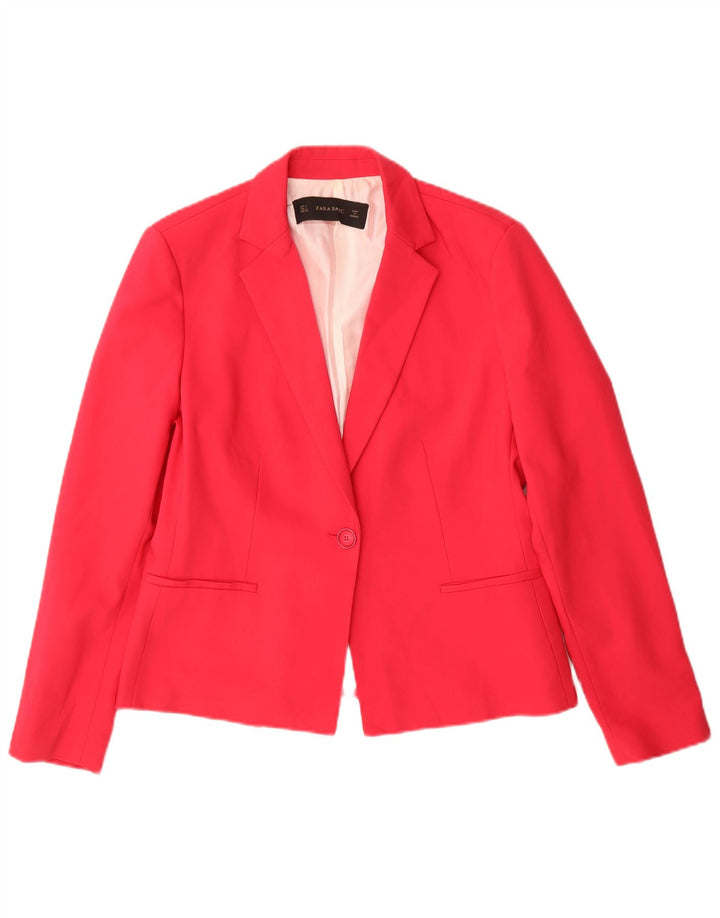 Zara Veste Blazer 1 Bouton Femme UK 14 Grand Rose Polyester