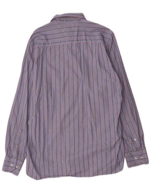Tommy Hilfiger Chemise ajustée sur mesure pour homme Taille 15 1/2 16 Bleu moyen rayé