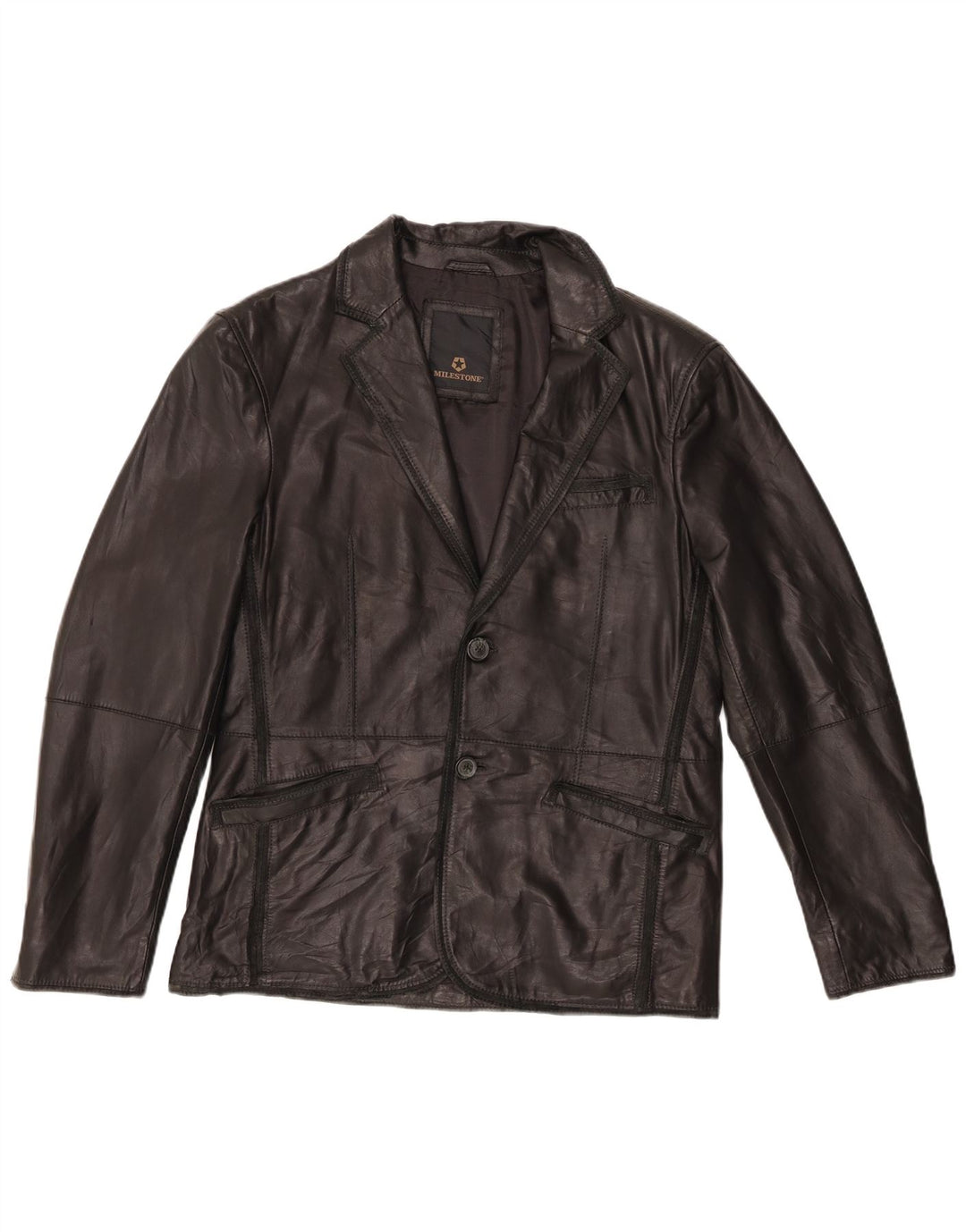 Veste en cuir homme Milestone IT 48 cuir noir moyen