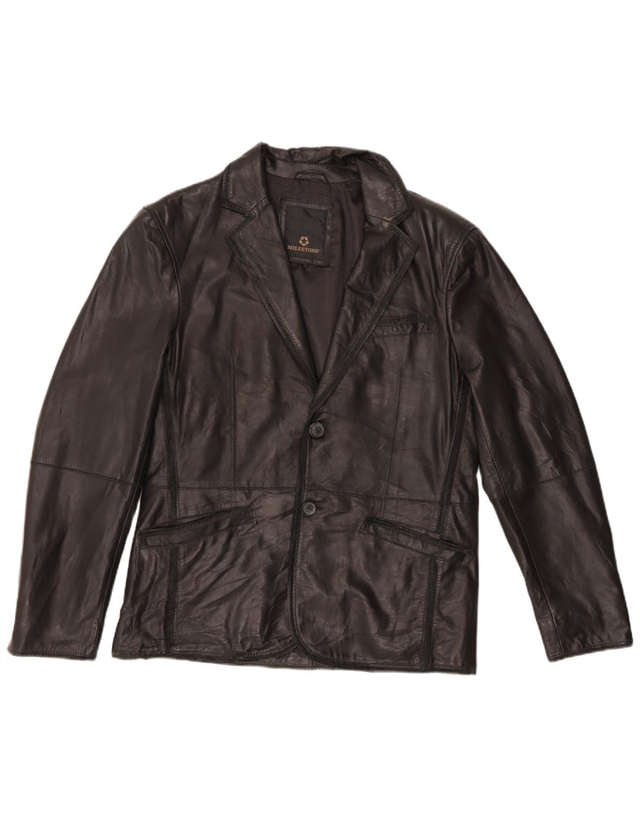Veste en cuir homme Milestone IT 48 cuir noir moyen