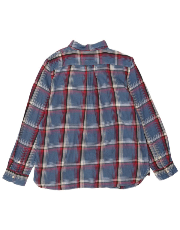 Ralph Lauren Chemise en flanelle pour femme UK 18 XL Bleu à carreaux en coton