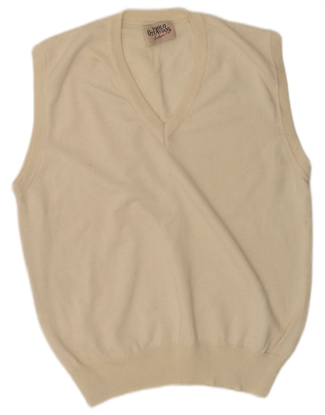 Paolo Ottaviani Homme Débardeur Gilet Laine Mérinos Beige Moyen