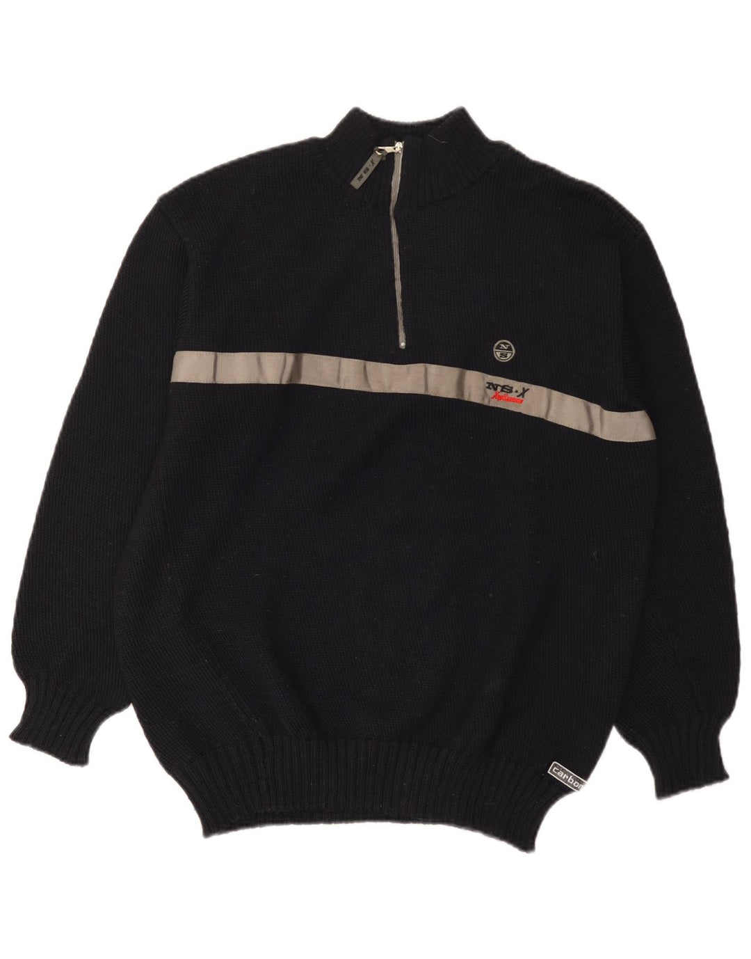 North Sails Pull à col zippé pour homme en laine color block bleu marine moyen