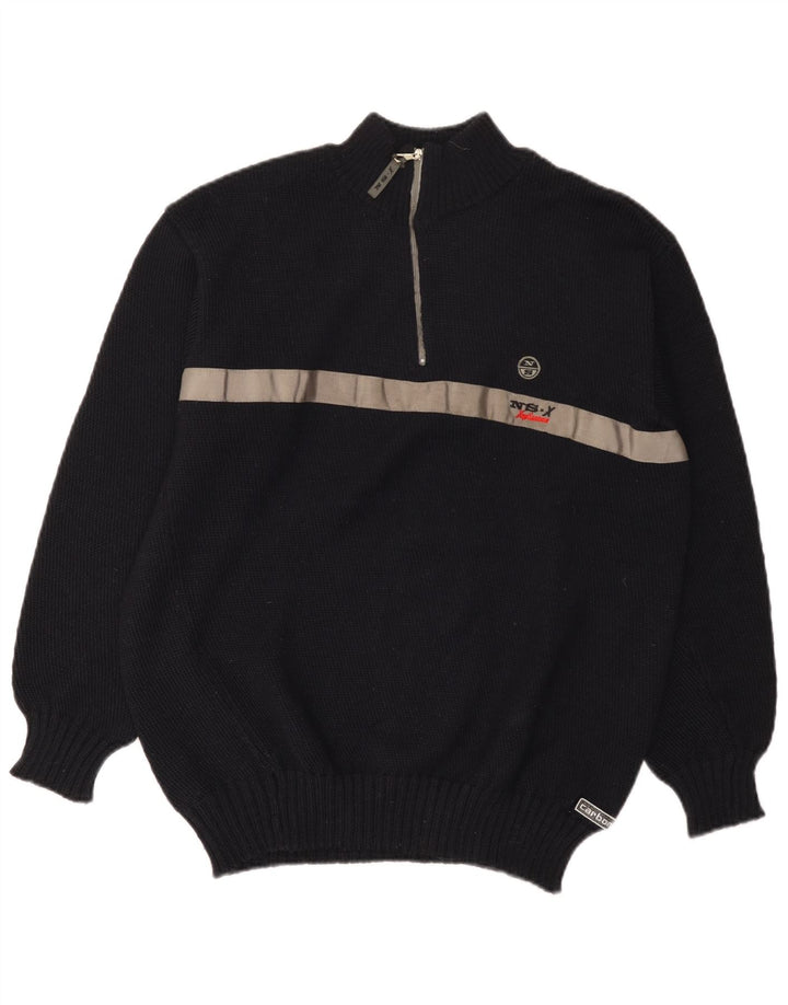 North Sails Pull à col zippé pour homme en laine color block bleu marine moyen