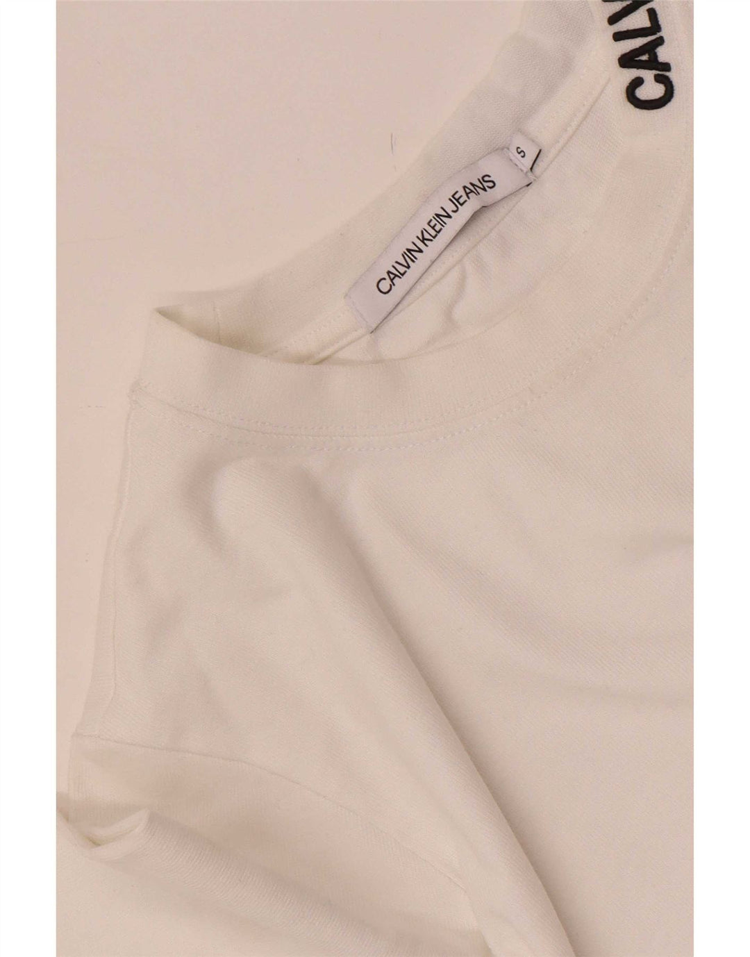 Calvin Klein Jeans Haut à manches longues pour femme UK 10 Petit Blanc