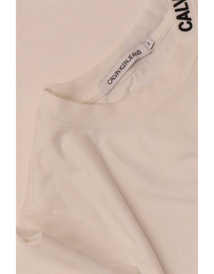 Calvin Klein Jeans Haut à manches longues pour femme UK 10 Petit Blanc