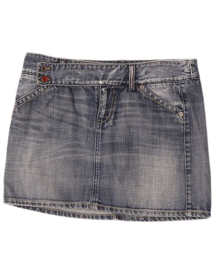 Benetton Femme Mini Jupe En Jean IT 44 Moyen W32 Bleu Coton