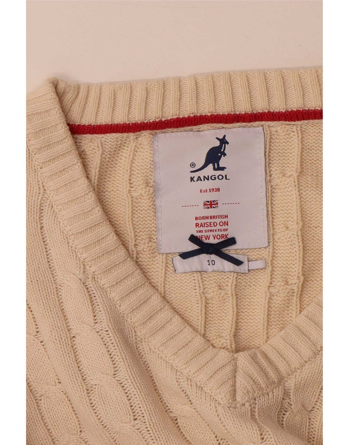 Kangol Pull col V pour femme UK 10 Petit Beige
