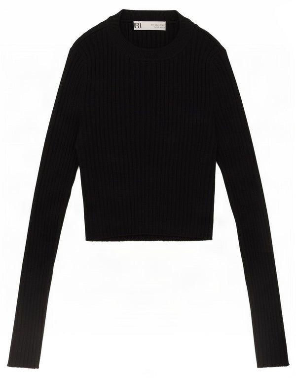 Zara Womens Crop Top Manches Longues UK 10 Petit Noir