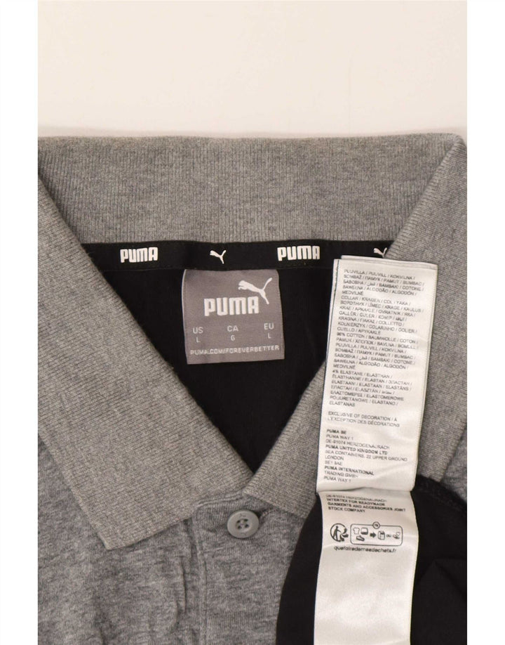 Puma Polo Homme Large Gris Colorblock Cotton