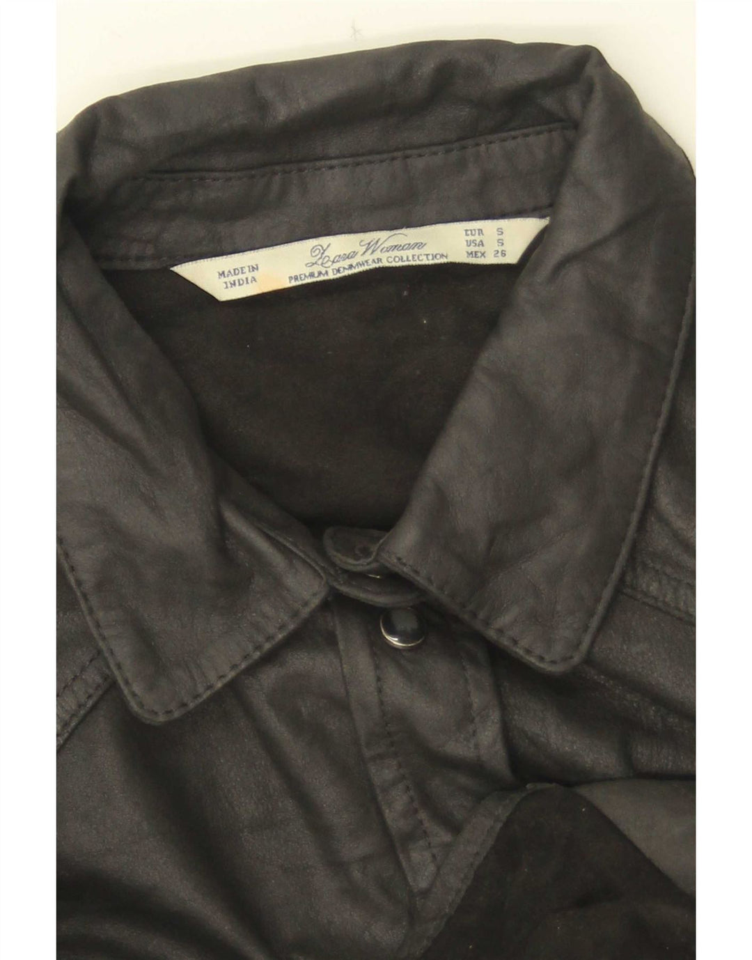 Zara Chemise en cuir pour femme UK 10 Small Noir