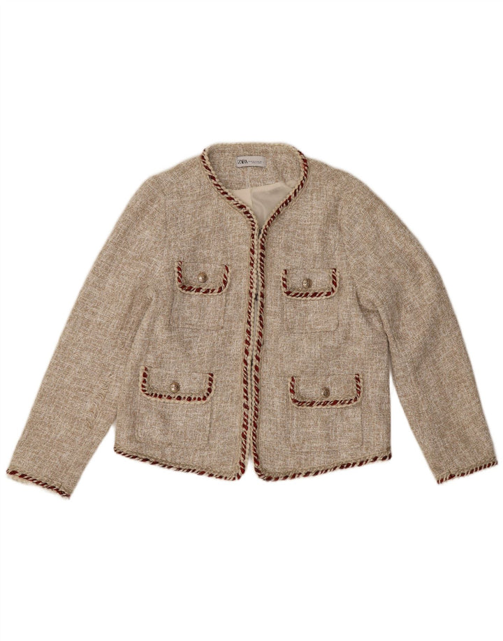 Zara Veste Blazer Courte Femme EU 44 XL Beige