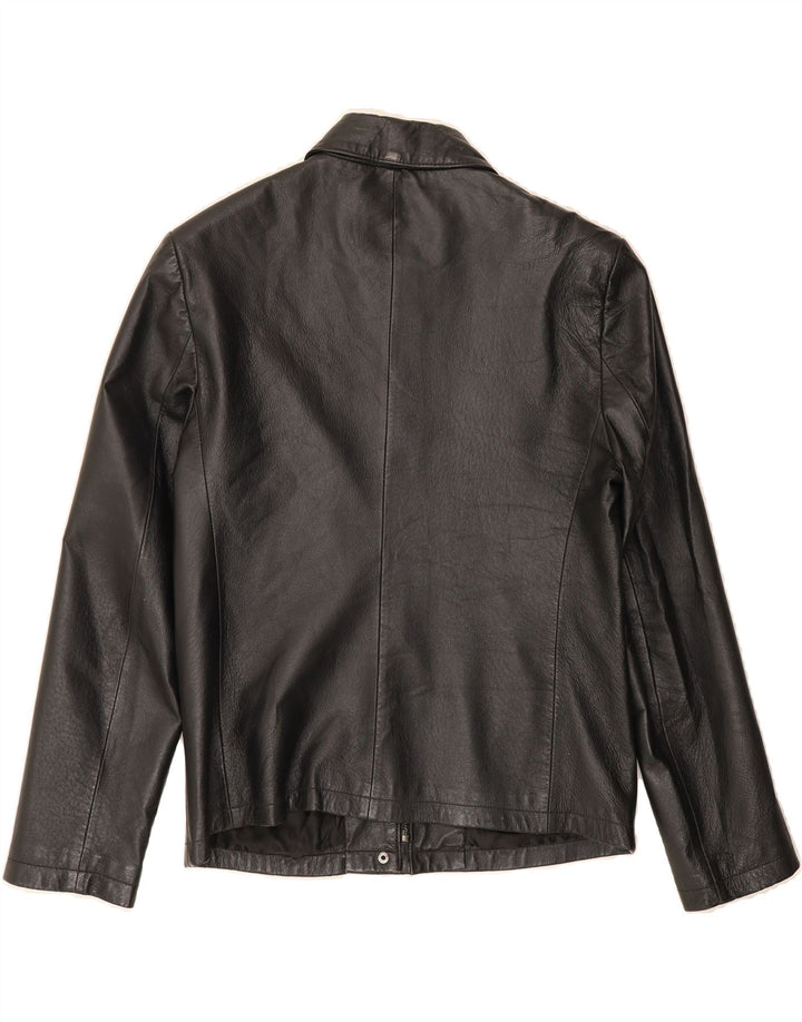 VINTAGE Womens Leather Jacket IT 46 Large Black Leather Vintage Vintage and Second-Hand Vintage from Messina Hembry 