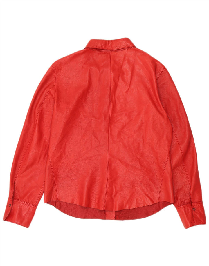 Strenesse Chemise en cuir pour femme UK 12 Peau d'agneau rouge moyen
