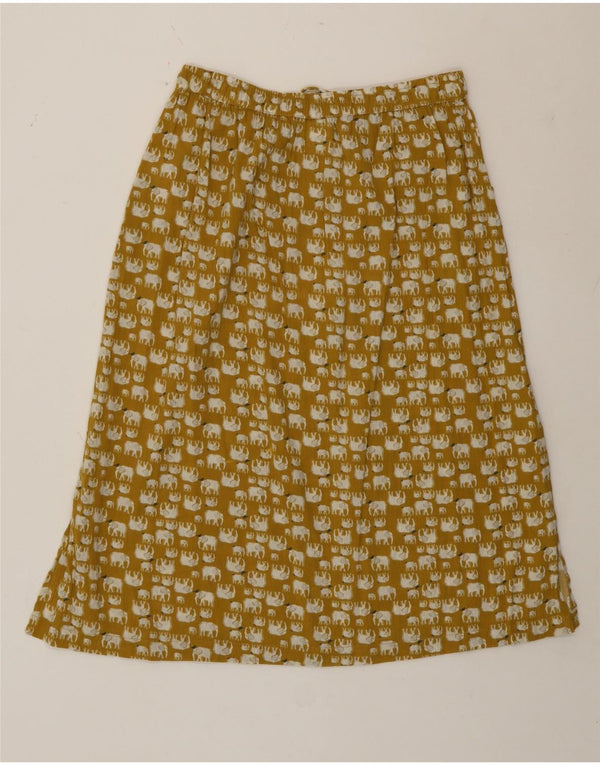 Weird Fish Womens A-Line Skirt UK 14 Medium W30  Yellow Animal Print