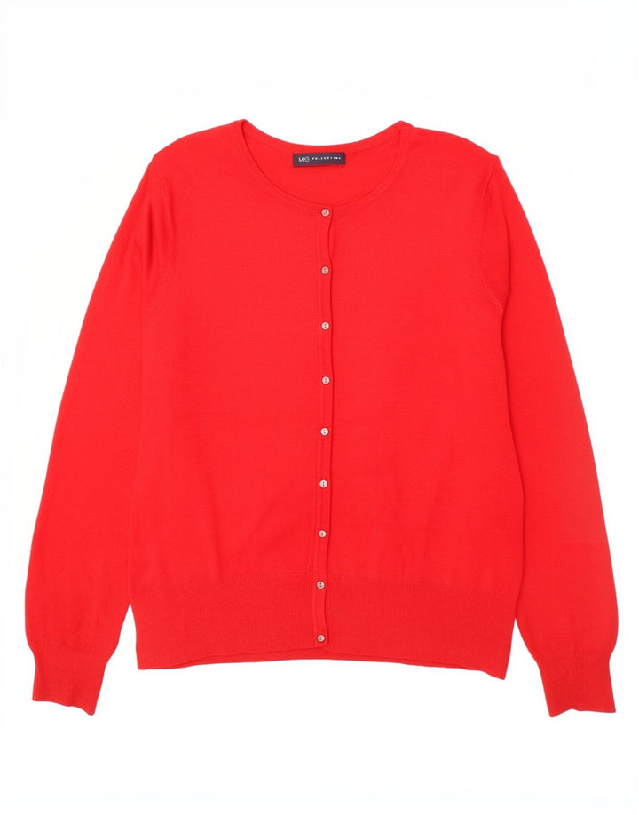 Marks & Spencer Pull Cardigan pour Femme UK 14 Rouge Moyen