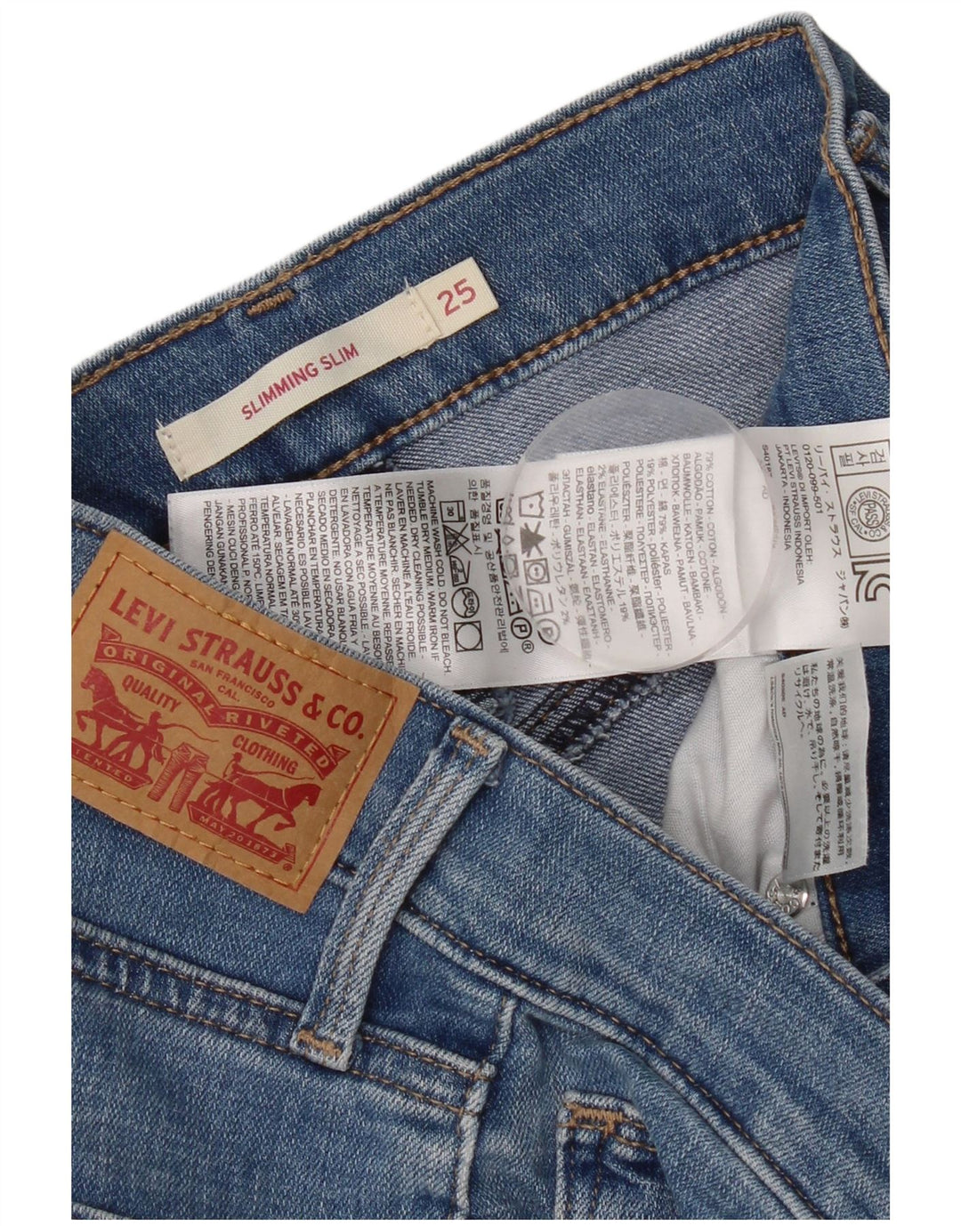 Levi's Jean Slim Amincissant W25 L29 Femme Bleu Coton