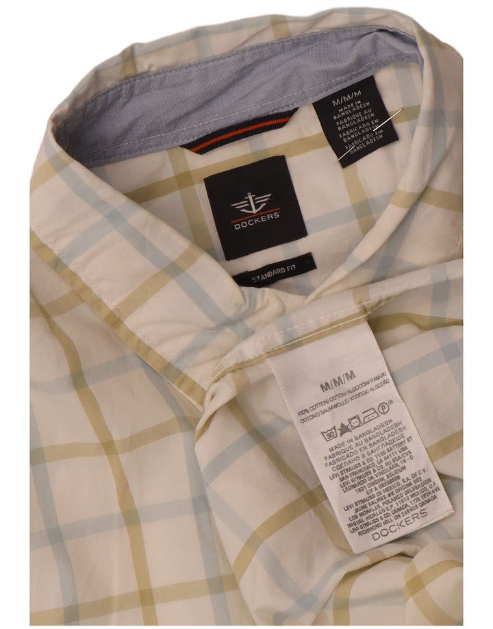 Dockers Chemise Coupe Standard Homme Blanc Moyen à Carreaux Coton