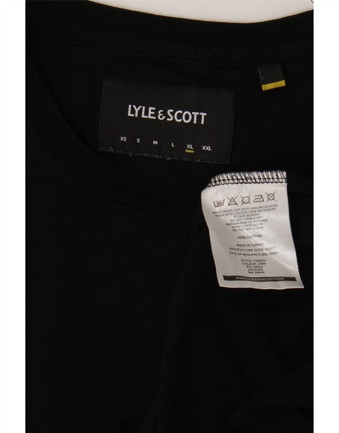 Lyle & Scott T-Shirt Homme Top XL Noir Coton