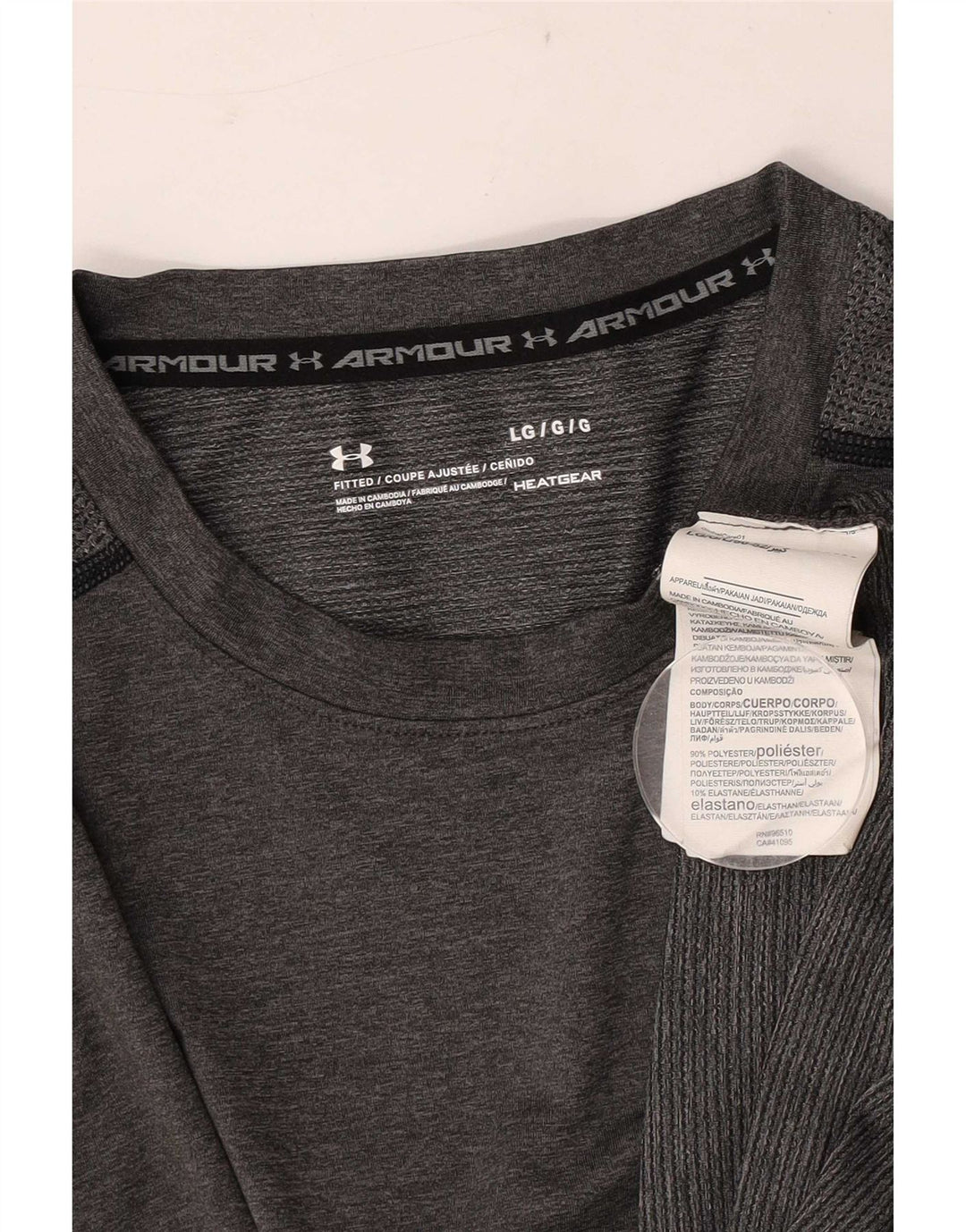 Under Armour T-Shirt Heat Gear Homme Gris Large Polyester