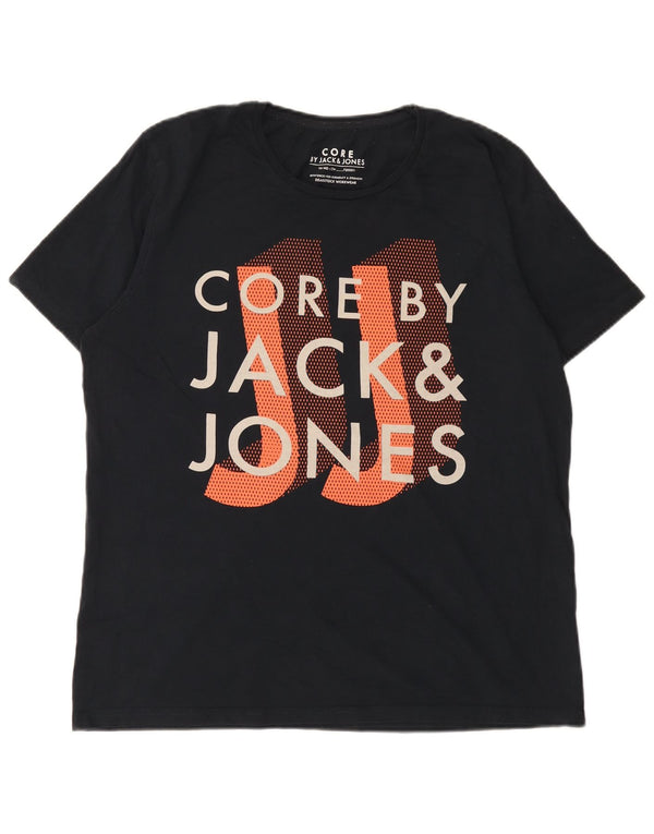 Jack & Jones T-Shirt Graphique Homme Top 2XL Noir Coton