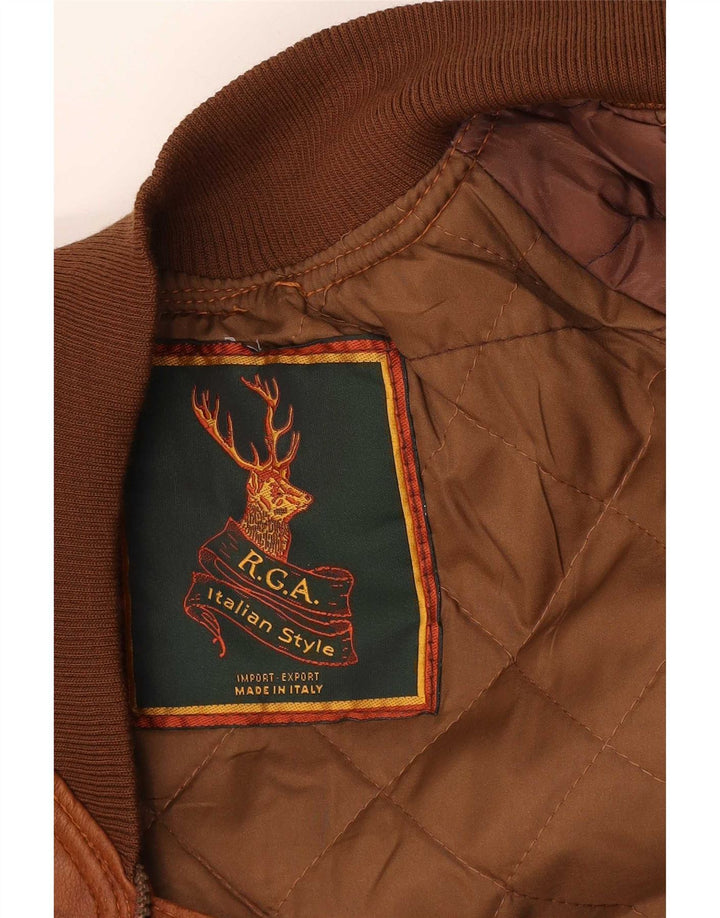veste en cuir homme vintage UK 40 Grand Marron