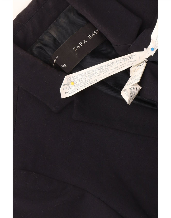 Zara Veste Blazer 1 Bouton Femme UK 12 Bleu Marine Moyen Polyester